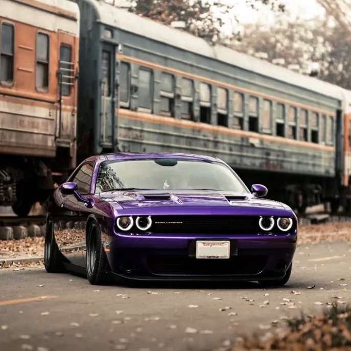 Ravoony Plus PET Glossy Explosion Purple Car Vinyl Wrap Dodge Charger Wrap