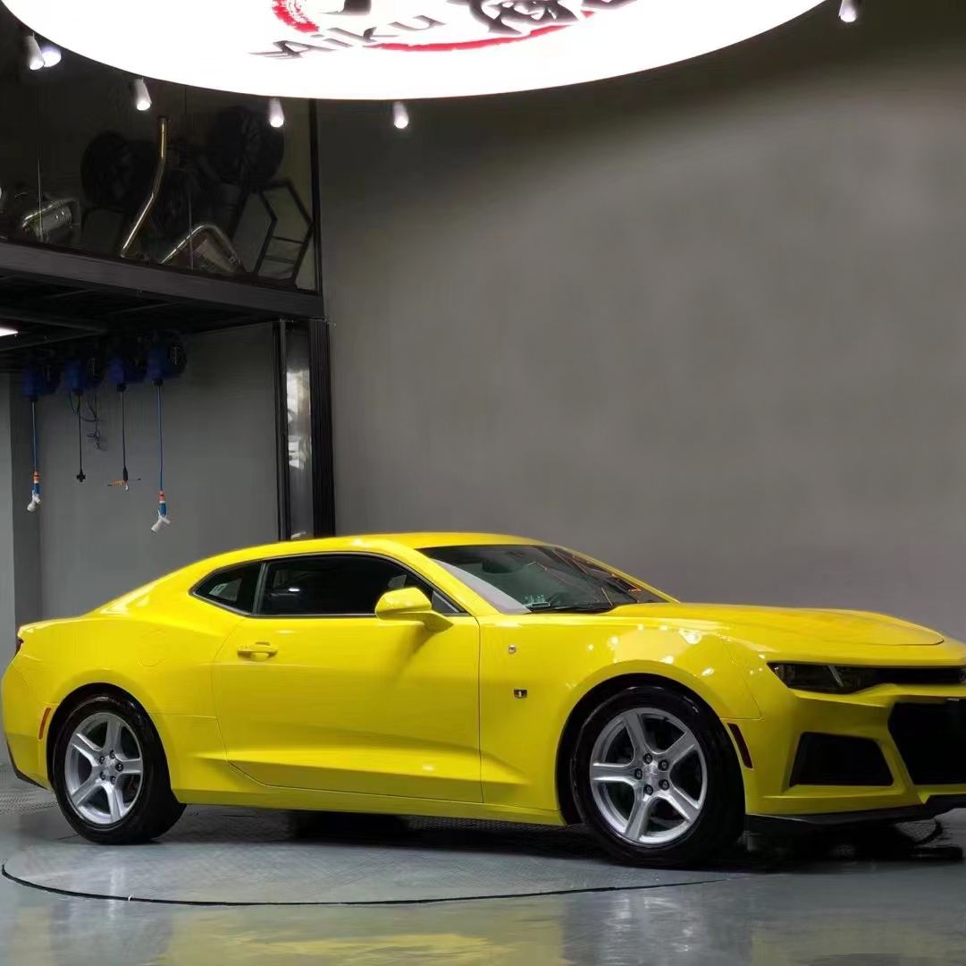 Ravoony Plus Crystal Maize Yellow Car Vinyl Wrap Chevrolet Camaro Wrap