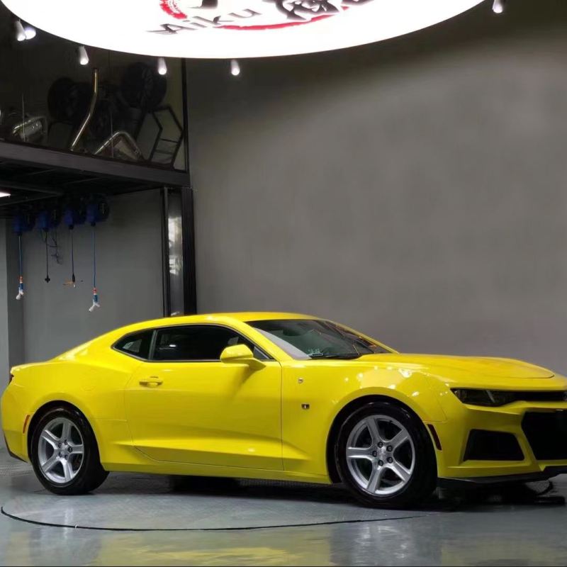 Ravoony Plus Crystal Maize Yellow Car Vinyl Wrap Chevrolet Camaro Wrap