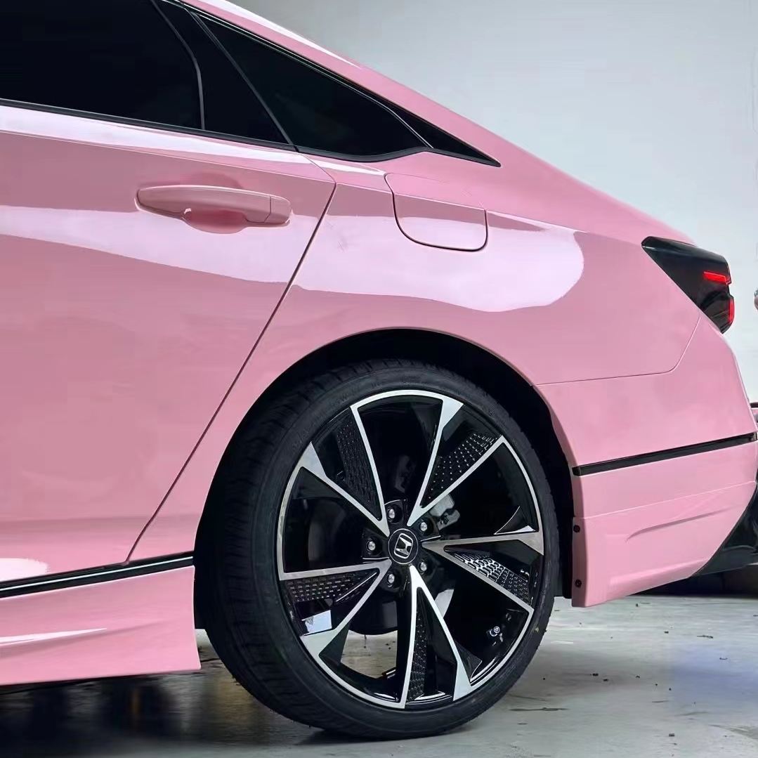 pink vinyl wrap, Best Ravoony Glossy Crystal Peach Pink Car Vinyl Wrap 