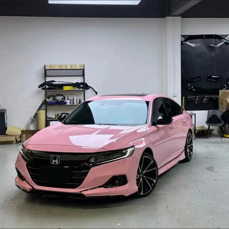 Best Ravoony Glossy Crystal Peach Pink Car Vinyl Wrap 