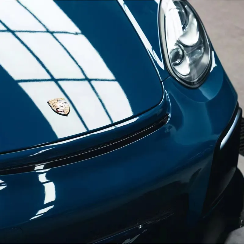 Glossy Porsche Deep Blue Car Vinyl Wrap