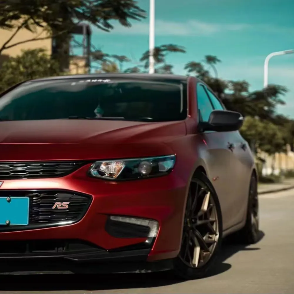 Ravoony Plus Matte Chrome Romanee Red Vinyl Car Wrap Chevy Malibu Wrap
