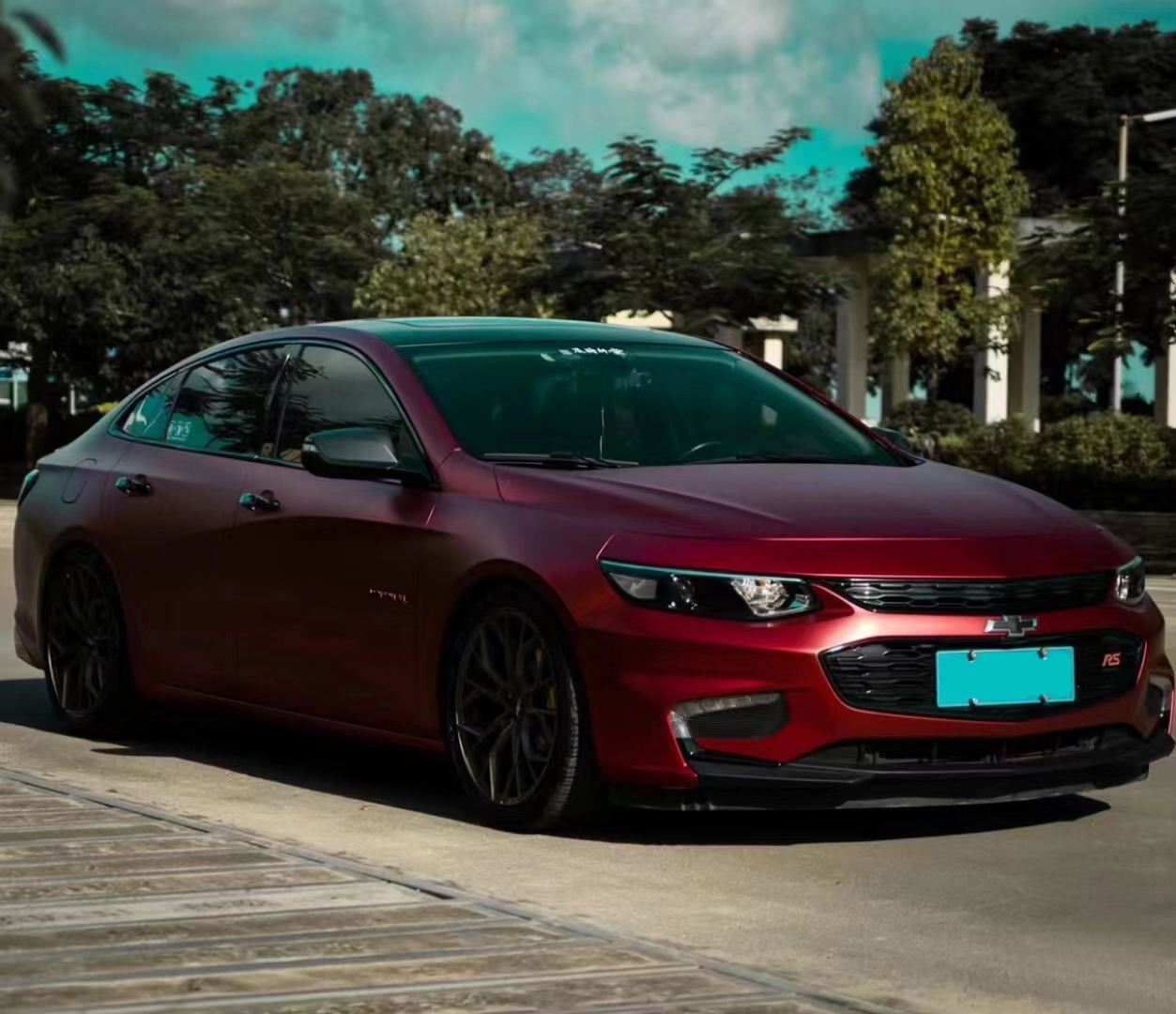 Ravoony Plus PET Matte Chrome Romanee Red Vinyl Car Wrap Chevy Malibu Wrap