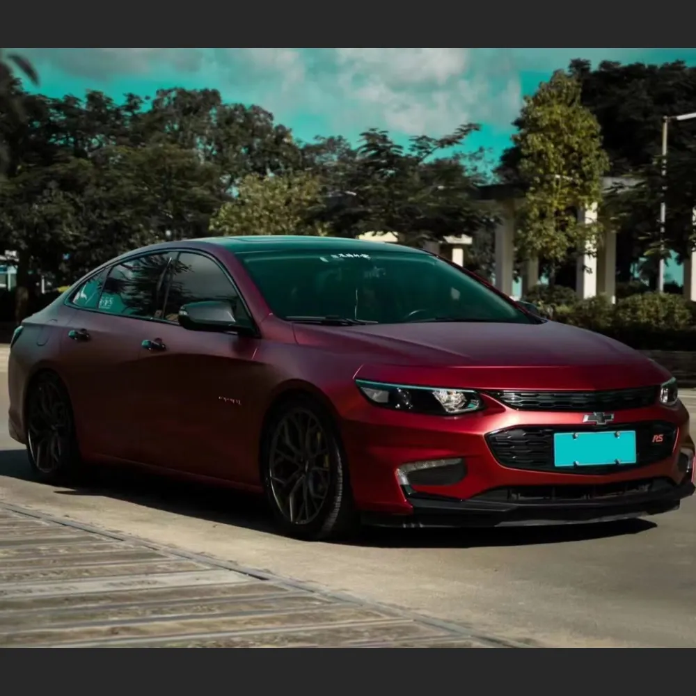Ravoony Plus Matte Chrome Romanee Red Vinyl Car Wrap Chevy Malibu Wrap