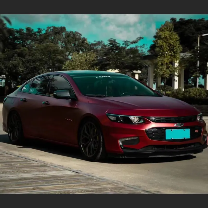 Ravoony Plus Matte Chrome Romanee Red Vinyl Car Wrap Chevy Malibu Wrap