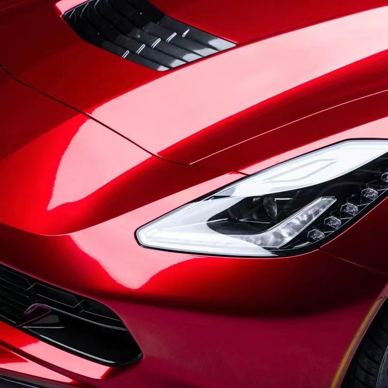 Gloss Metallic Vampire Red Vinyl Car Wrap C8 Corvette Wrap