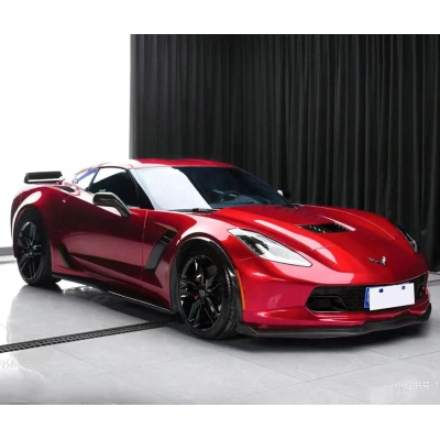 Ravoony Plus Gloss Metallic Vampire Red Vinyl Car Wrap C8 Corvette Wrap 02