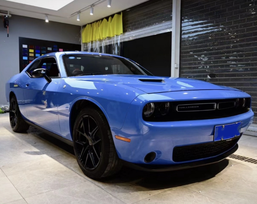 Ravoony Plus Abudhabi Blue Car Vinyl Wrap Dodge Challenger Wrap