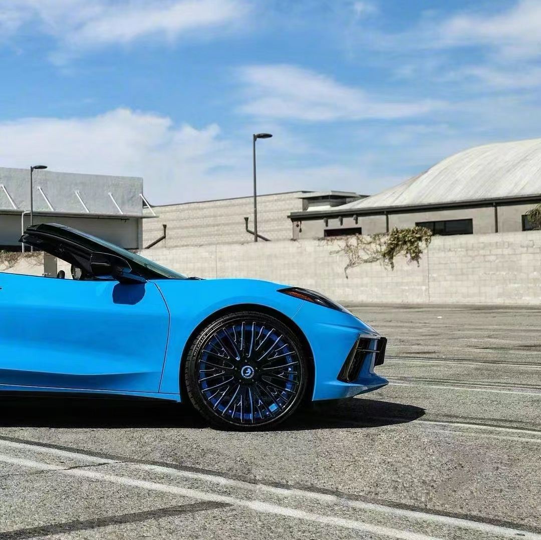 Ravoony Plus Blue Sky Car Vinyl Wrap Blue C8 Corvette Wrap
