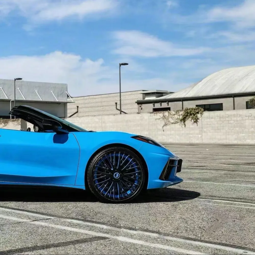 Ravoony Plus Blue Sky Car Vinyl Wrap Blue C8 Corvette Wrap