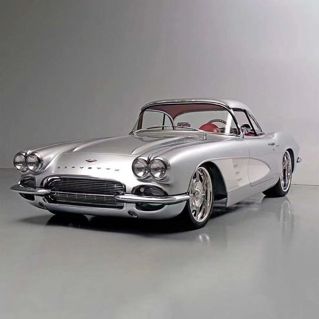 Ravoony Plus Matte Chrome Alexander Silver Metallic Vinyl Wrap C1 Corvette Wrap