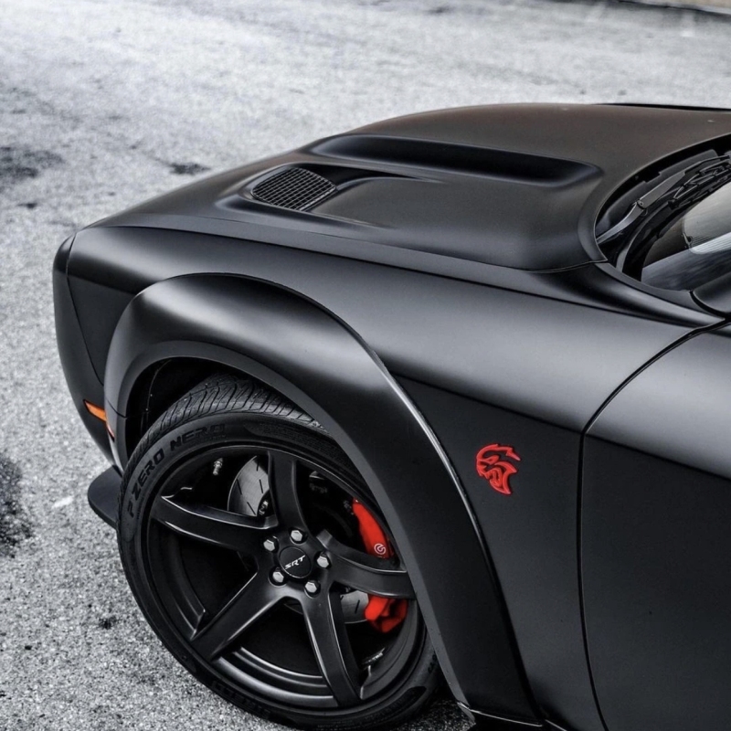 Ravoony Plus Pure Metal Black Car Vinyl Wrap Dodge Challenger Wrap