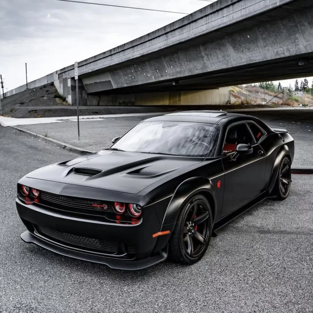 Ravoony Plus Pure Metal Black Car Vinyl Wrap Dodge Challenger Wrap