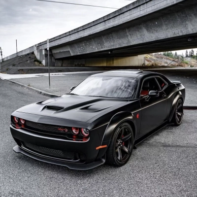 Ravoony Plus Pure Metal Black Car Vinyl Wrap Dodge Challenger Wrap 02