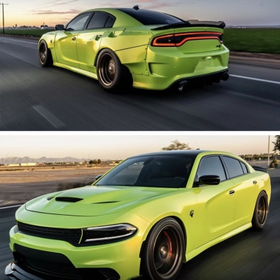 Ravoony Plus Magic Gold Fluorescence Car Vinyl Wrap Dodge Challenger Wrap 02