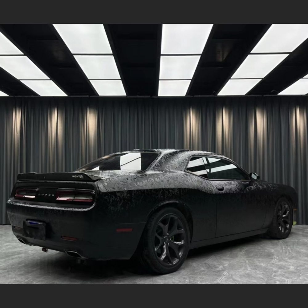 Ravoony Plus 3D Ghost Camouflage Black Vinyl Wrap Dodge Challenger Wrap