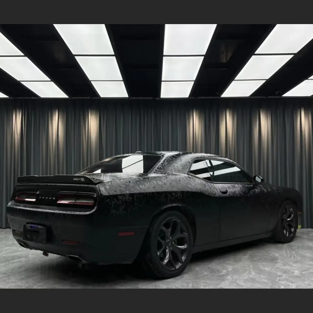 Ravoony Plus 3D Ghost Camouflage Black Vinyl Wrap Dodge Challenger Wrap