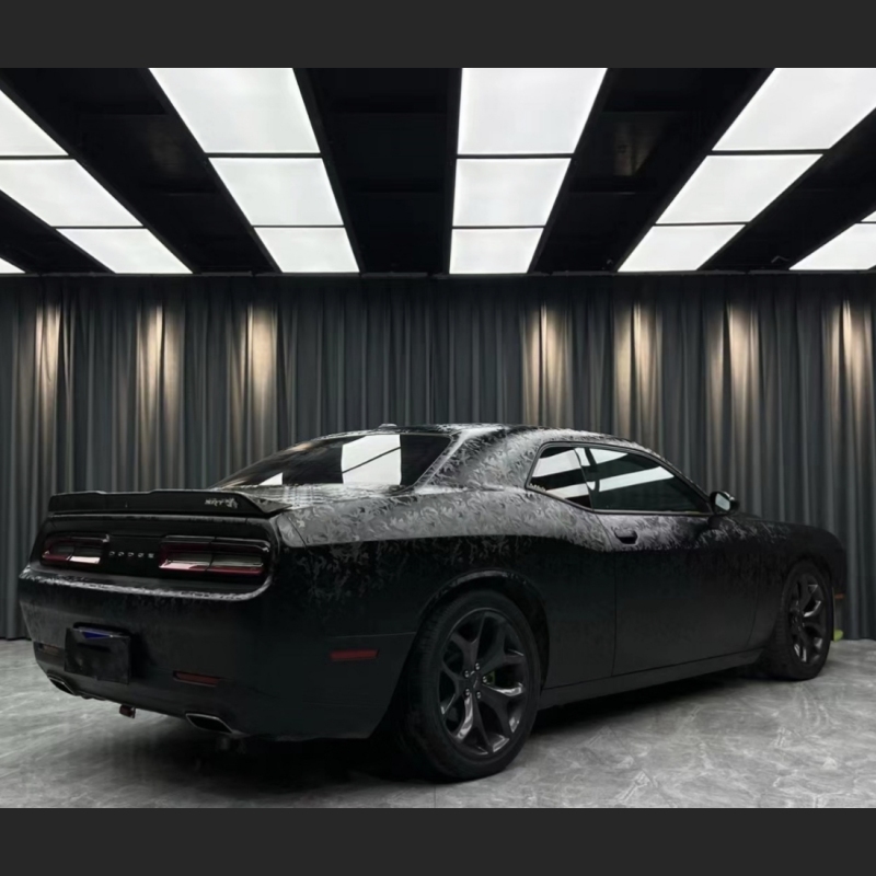 Ravoony Plus 3D Ghost Camouflage Black Vinyl Wrap Dodge Challenger Wrap