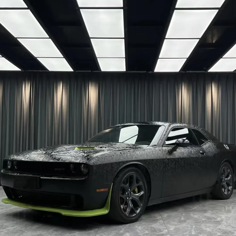 Ravoony Plus 3D Ghost Camouflage Black Vinyl Wrap Dodge Challenger Wrap