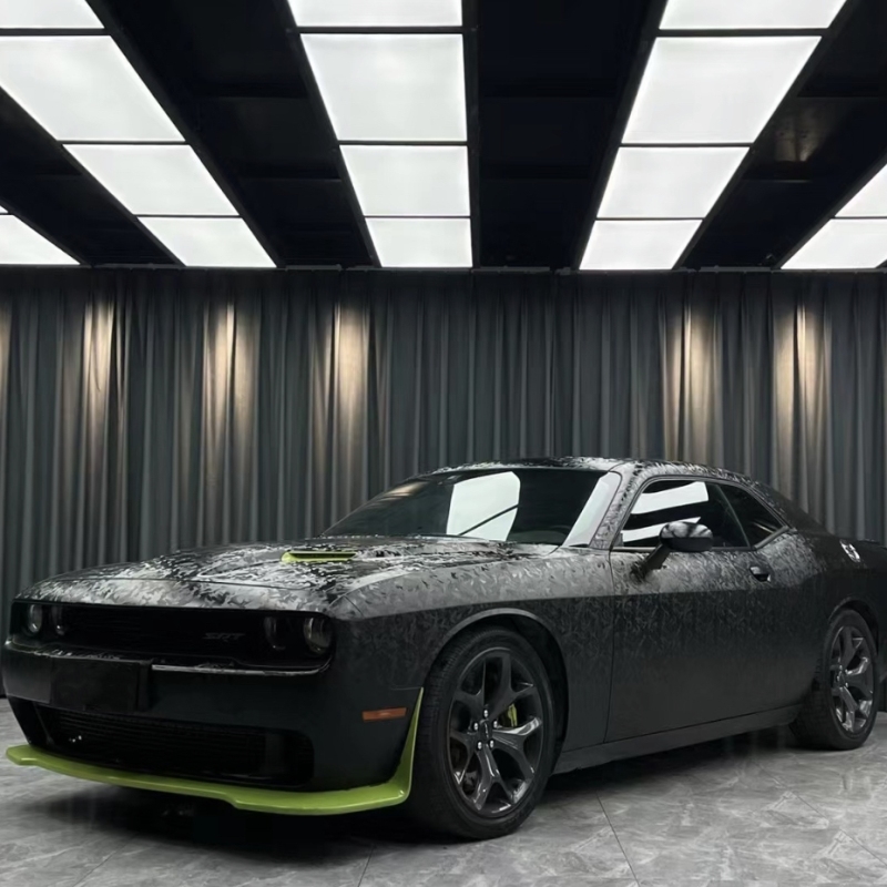 Ravoony Plus 3D Ghost Camouflage Black Vinyl Wrap Dodge Challenger Wrap
