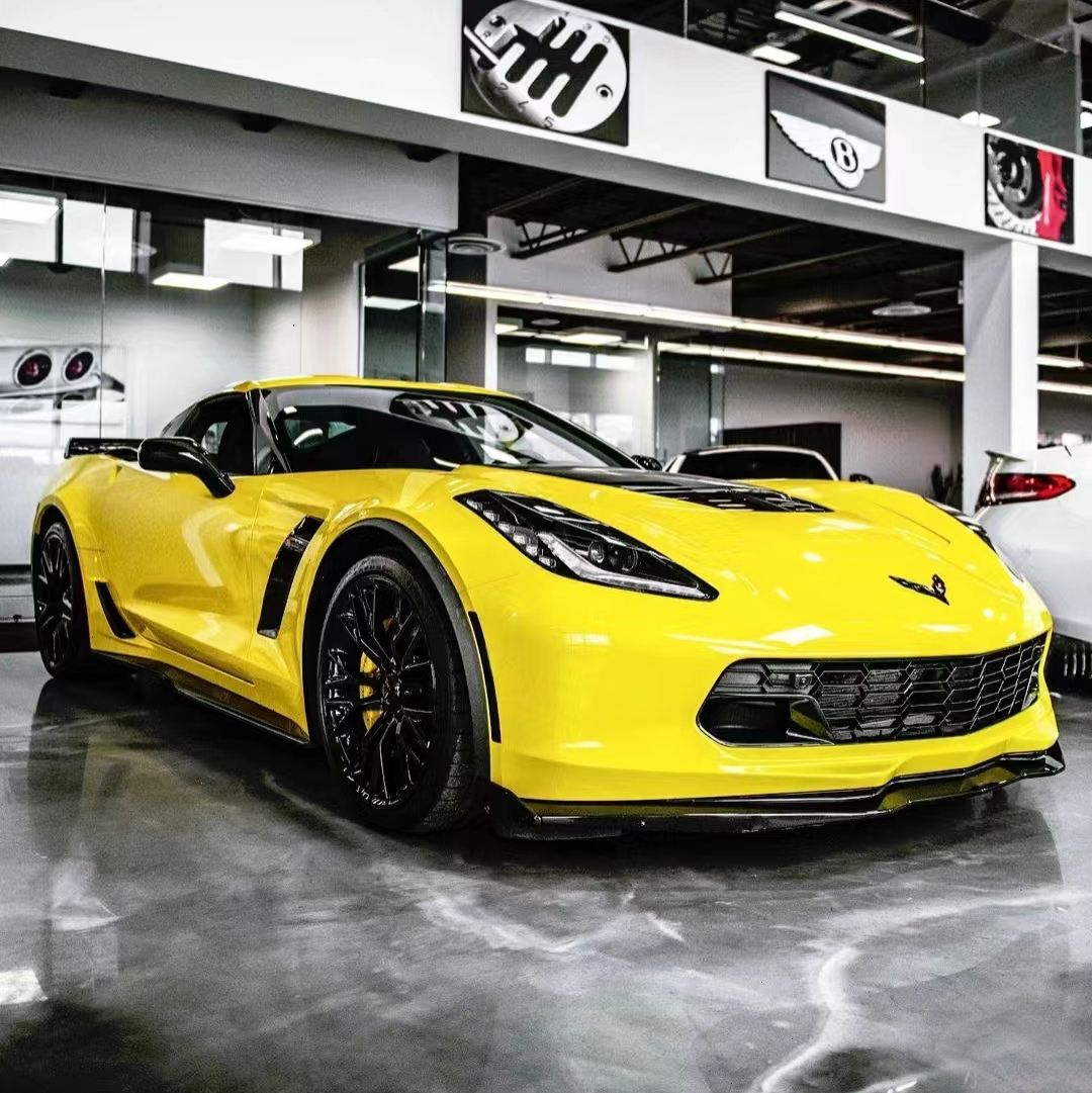 Ravoony Plus Crystal Maize Yellow Car Vinyl Wrap Chevrolet Corvette Wrap Z06