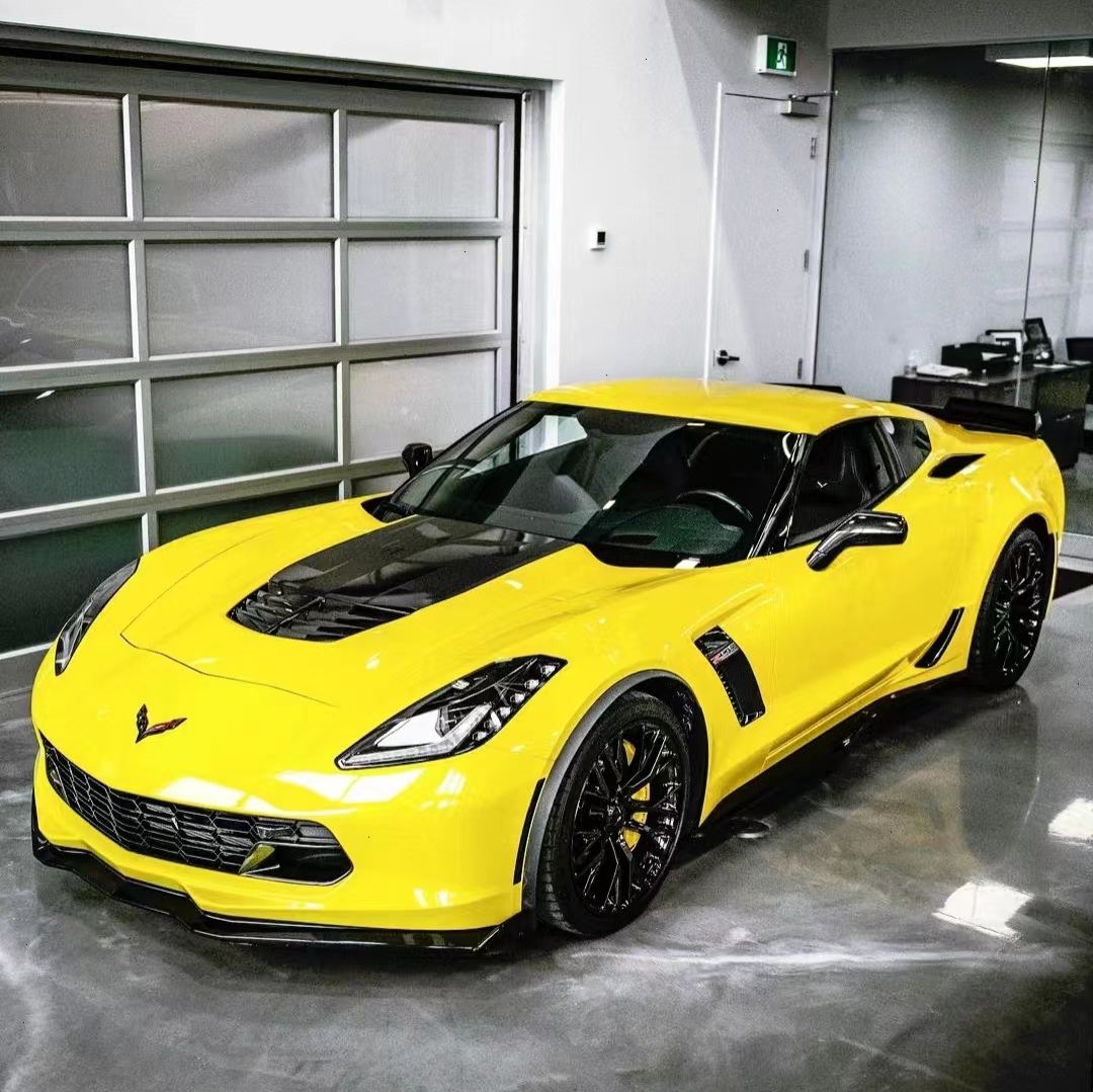Ravoony Plus Crystal Maize Yellow Car Vinyl Wrap Chevrolet Corvette Wrap Z06