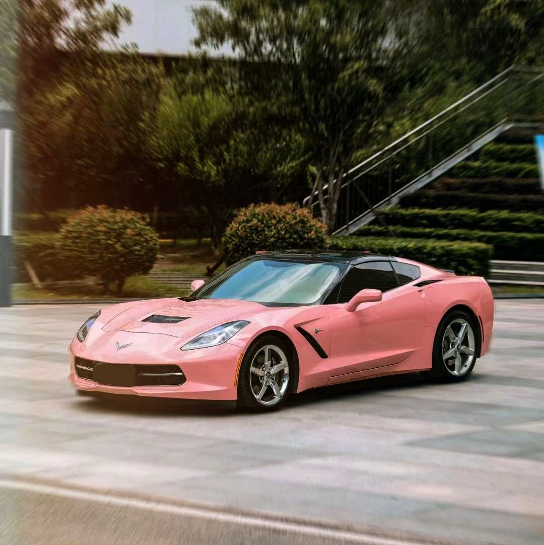 Ravoony Plus Glossy Crystal Peach Pink Car Vinyl Wrap C7 Corvette Wrap