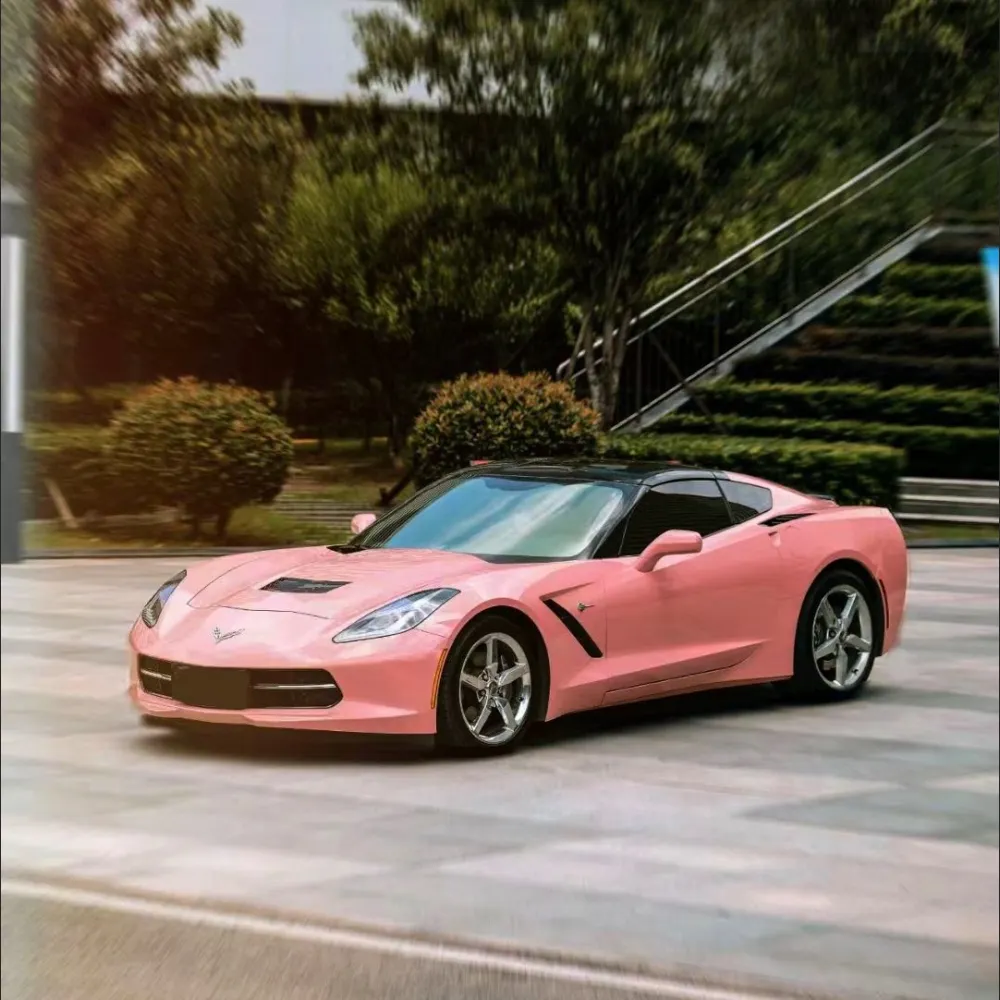 Ravoony Plus Glossy Crystal Peach Pink Car Vinyl Wrap C7 Corvette Wrap