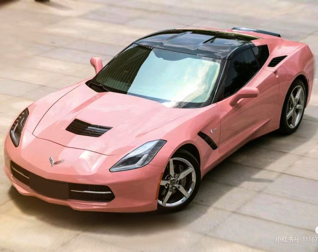 Ravoony Plus Glossy Crystal Peach Pink Car Vinyl Wrap C7 Corvette Wrap