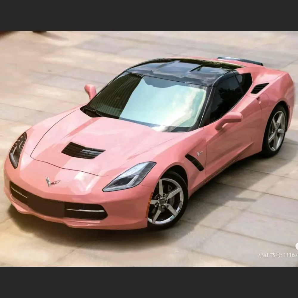 Ravoony Plus Glossy Crystal Peach Pink Car Vinyl Wrap C7 Corvette Wrap