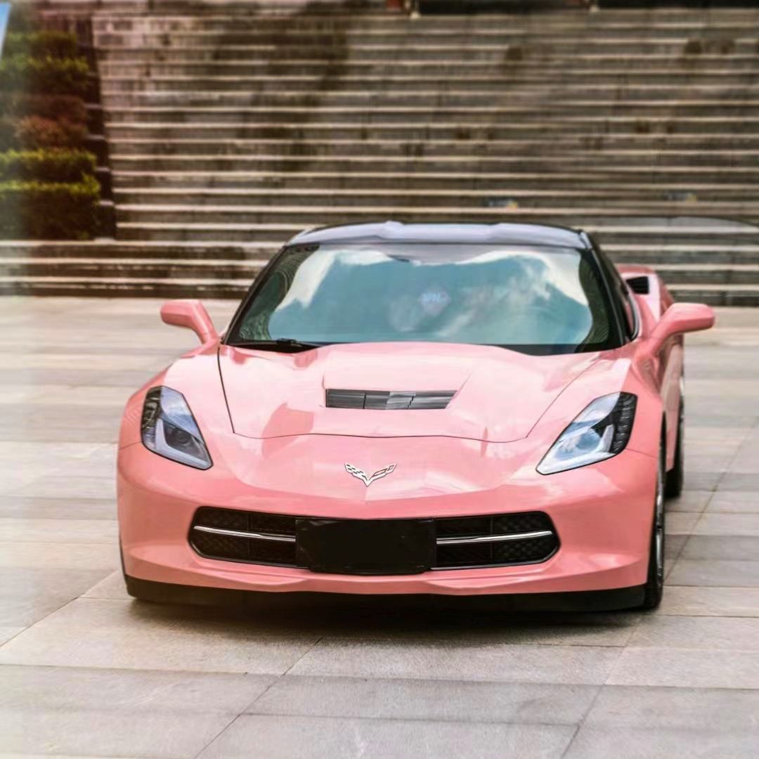 Ravoony Plus Glossy Crystal Peach Pink Car Vinyl Wrap C7 Corvette Wrap