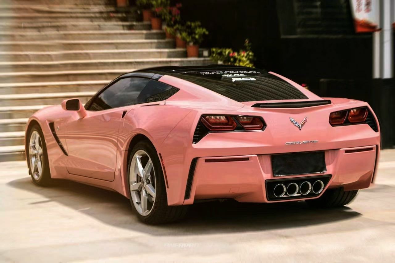 Ravoony Plus Glossy Crystal Peach Pink Car Vinyl Wrap C7 Corvette Wrap
