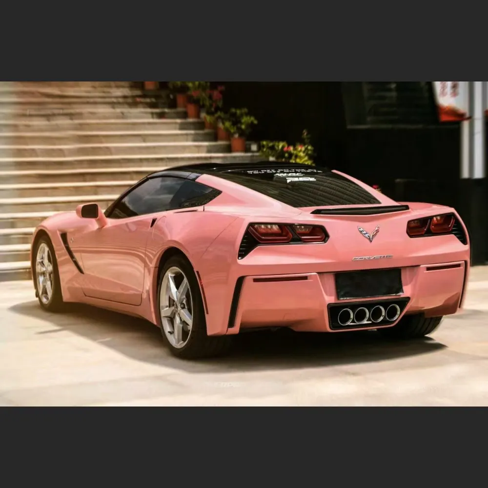Ravoony Plus Glossy Crystal Peach Pink Car Vinyl Wrap C7 Corvette Wrap