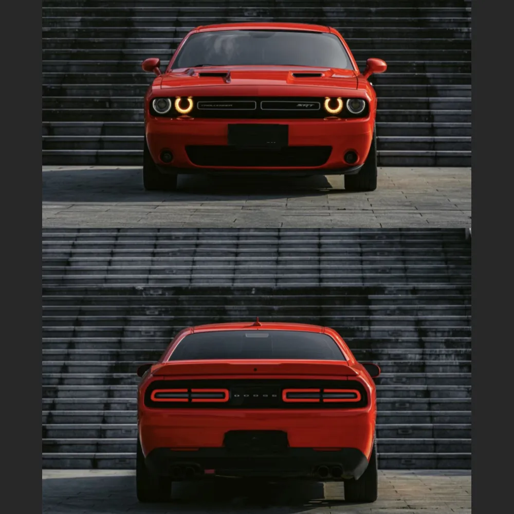Ravoony Plus Glossy Porsche Orange Car Vinyl Wrap Dodge Challenger Wrap