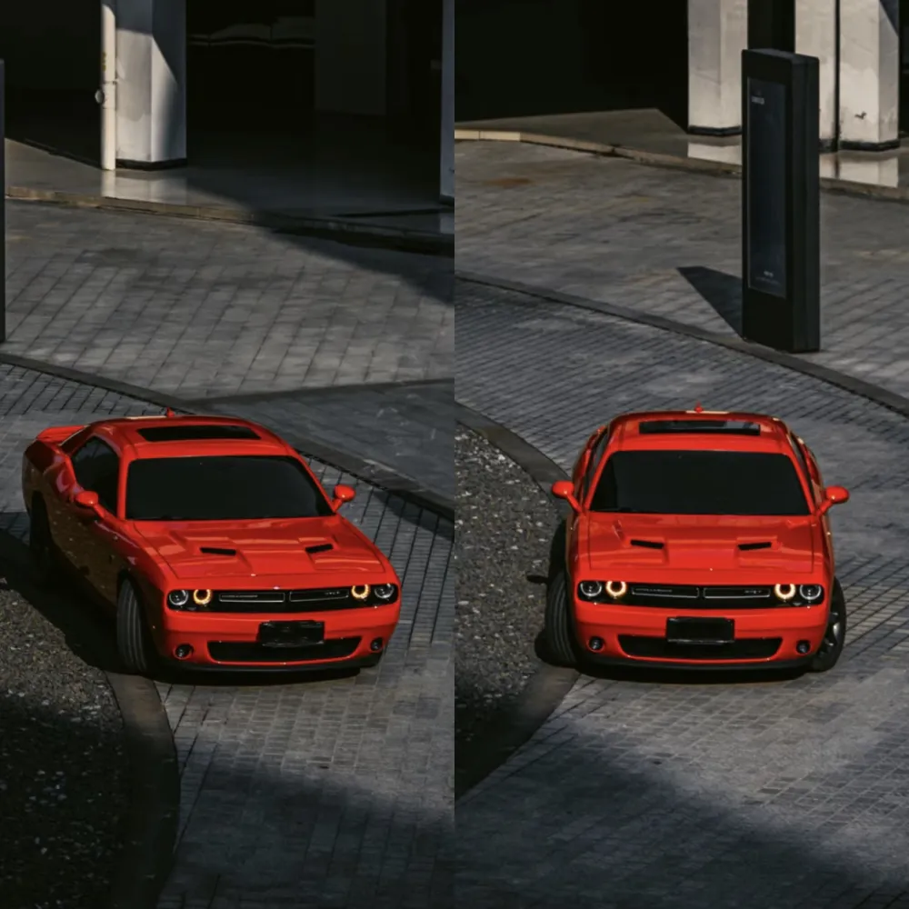 Ravoony Plus Glossy Porsche Orange Car Vinyl Wrap Dodge Challenger Wrap