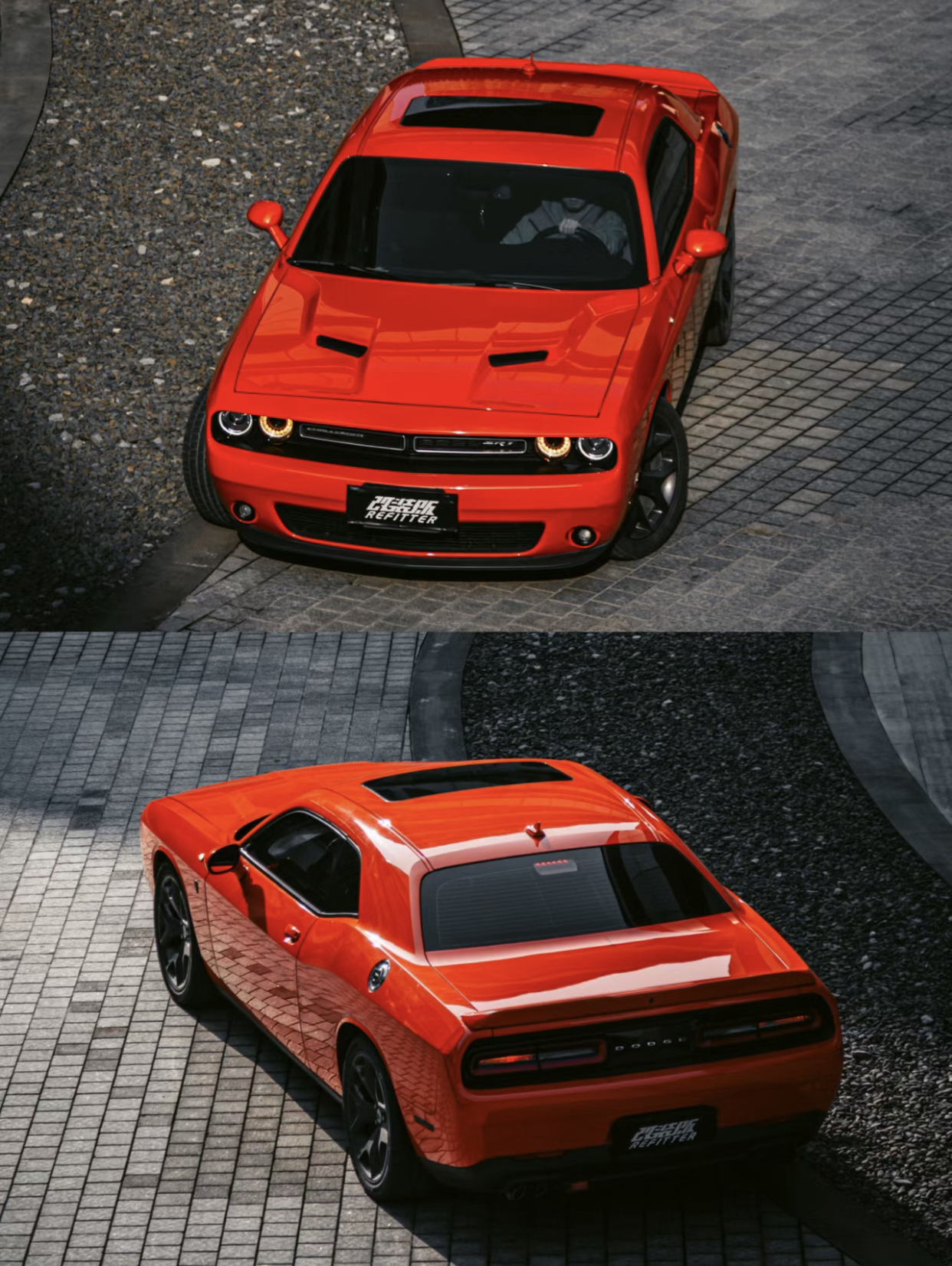 Ravoony Plus Glossy Porsche Orange Car Vinyl Wrap Dodge Challenger Wrap