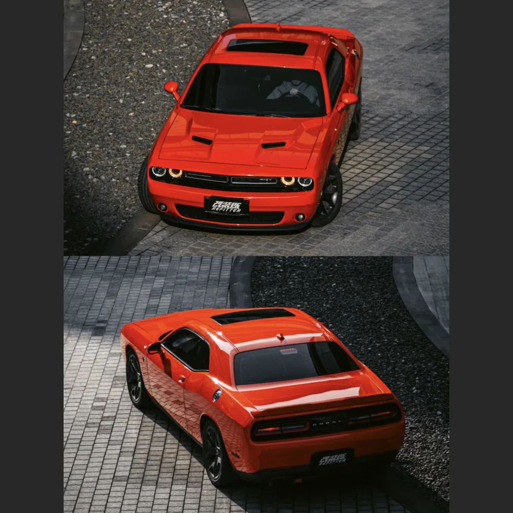 Ravoony Plus Glossy Porsche Orange Car Vinyl Wrap Dodge Challenger Wrap