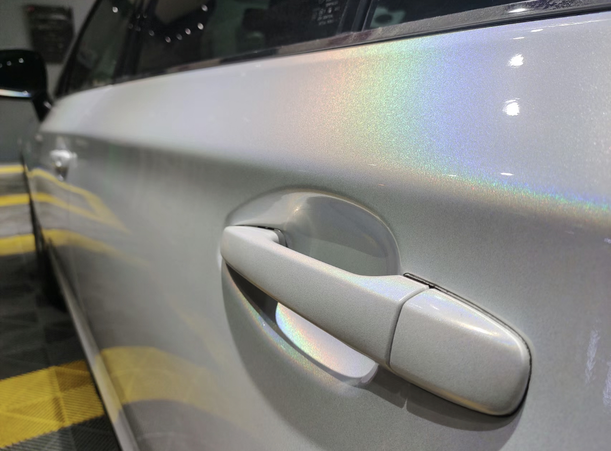 Ravoony Plus Glossy Laser White Car Vinyl Wrap Wrapped Subaru Outback