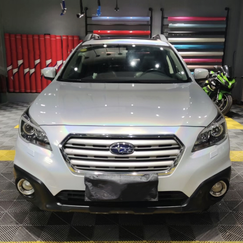 Ravoony Plus Glossy Laser White Car Vinyl Wrap Wrapped Subaru Outback