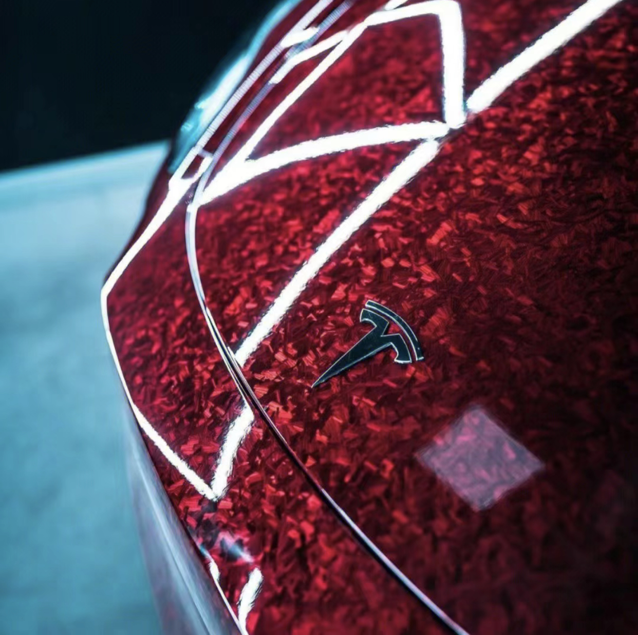 Glossy Carbon Fiber Forging Red Vinyl Car Wrap 1