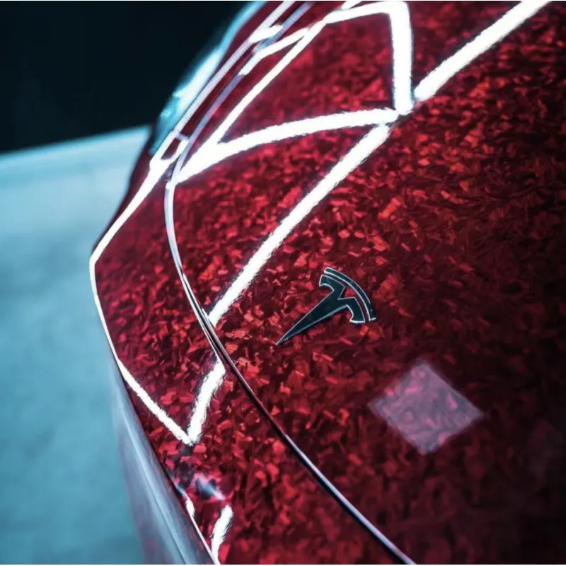 Glossy Carbon Fiber Forging Red Vinyl Car Wrap 1