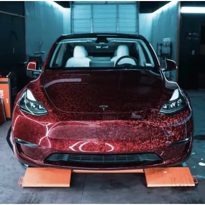 Ravoony Glossy Carbon Fiber Forging Red Vinyl Car Wrap