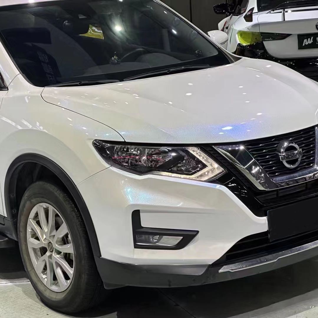 Ravoony Plus PET Glossy White to Blue Car Vinyl Wrap Nissa Wrap