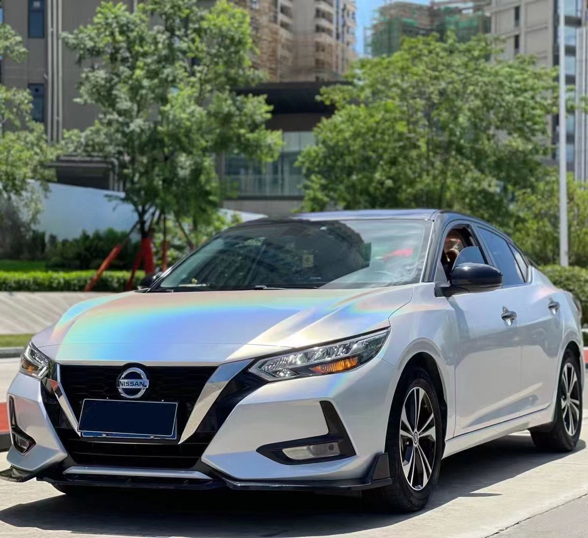 Ravoony Plus Matte Laser White Car Vinyl Wrap Nissan Sylphy Wrap