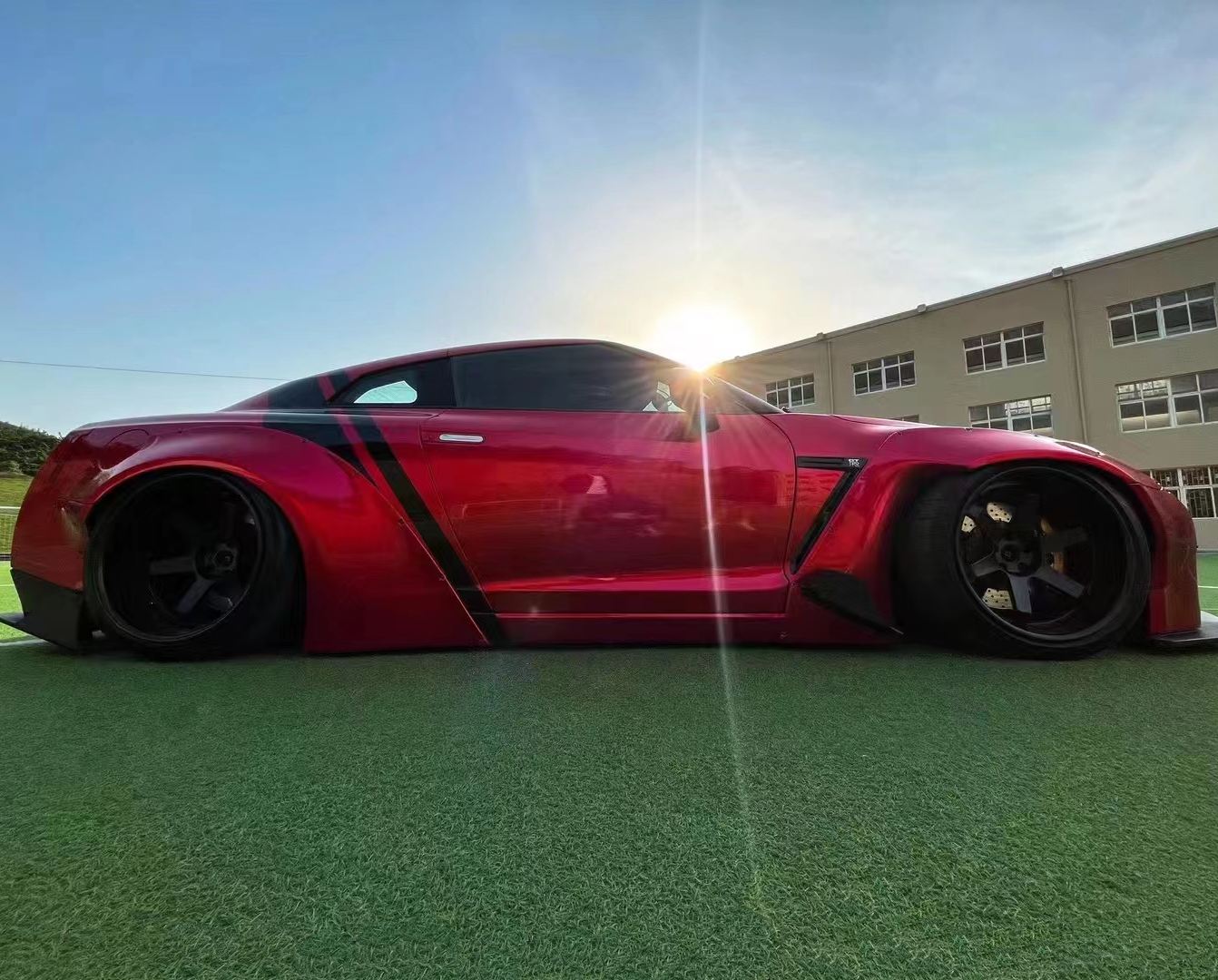Ravoony Plus Gloss Metallic Vampire Red Vinyl Car Wrap Nissan GTR Wrap