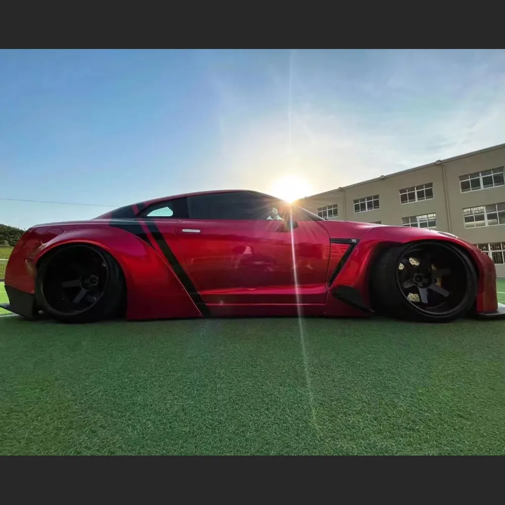 Ravoony Plus Gloss Metallic Vampire Red Vinyl Car Wrap Nissan GTR Wrap