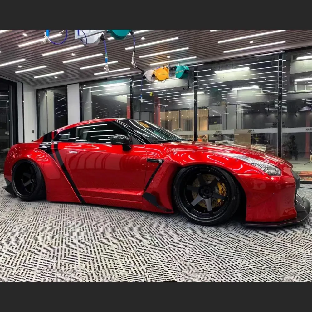 Ravoony Plus Gloss Metallic Vampire Red Vinyl Car Wrap Nissan GTR Wrap