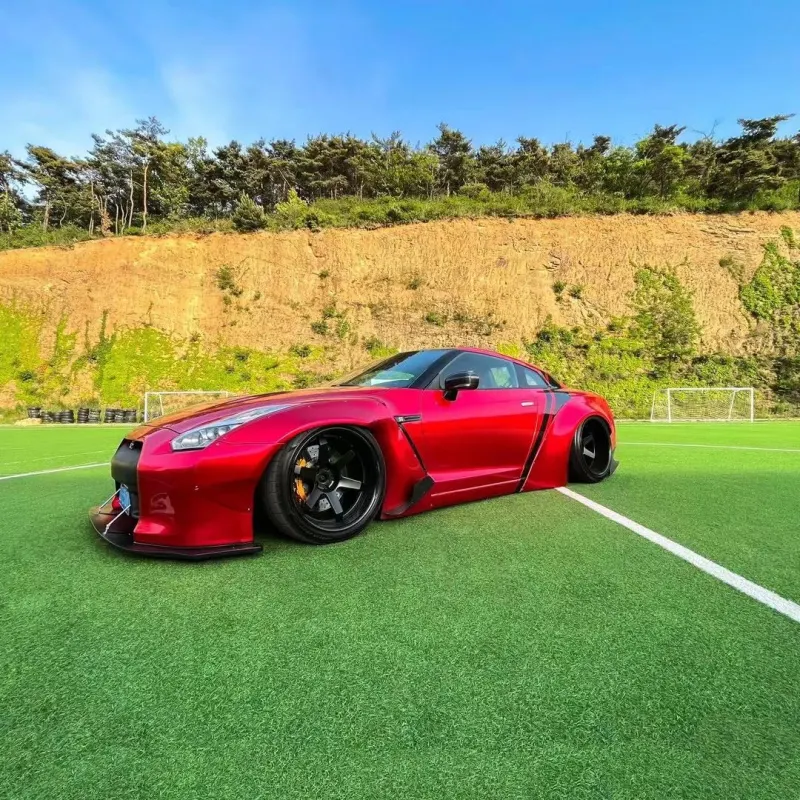 Ravoony Plus Gloss Metallic Vampire Red Vinyl Car Wrap Nissan GTR Wrap