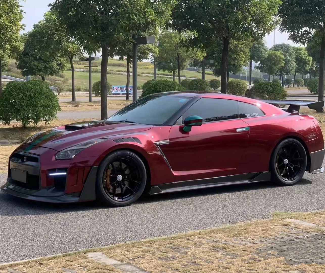 Nissan GTR Wrap,Best Ravoony Liquid Metallic Dragon Blood Red Car Vinyl